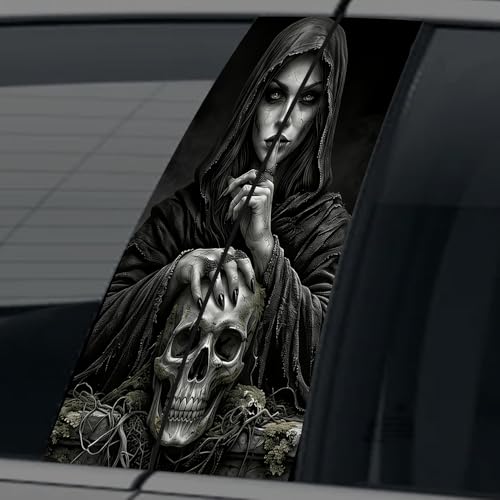 Image of Halloween Cars Body Horror Sticker, Classic Horror Movie Characters Peeking Decal Michae Waterproof Scary Vinyl Stickers for Bumper Car Decals 11in*18.89in (Shh Beauty)
