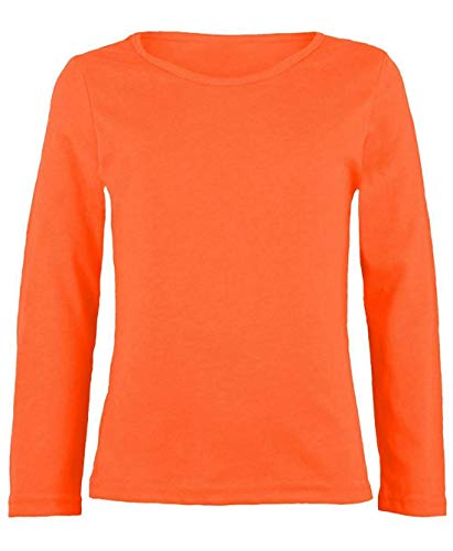 Image of Loxdonz Girls Plain Long Sleeve Scoop Neck T-Shirt Top Kids Basic Stretchy Top