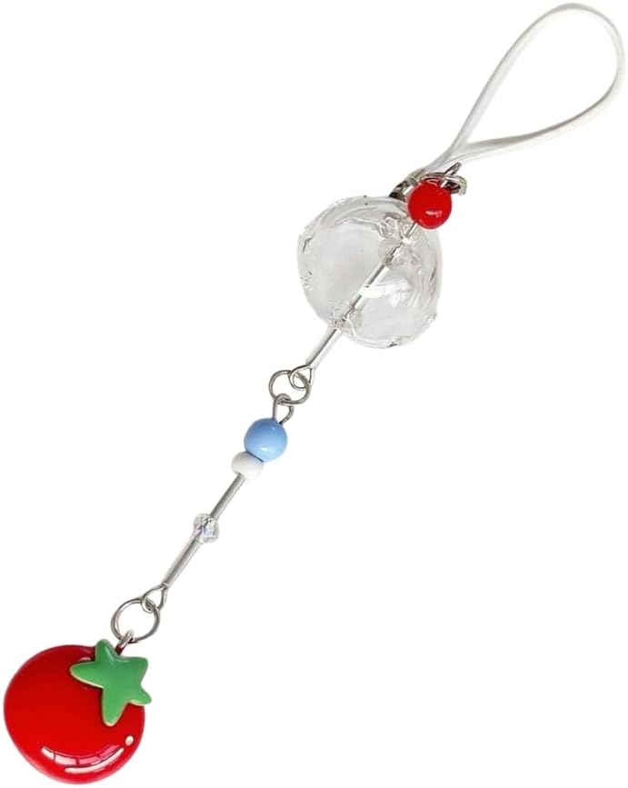 Stylish Tomato And Four Clovers Holder Youthful Tomato And Clovers Keychain Phone Accessory For Unique Decors