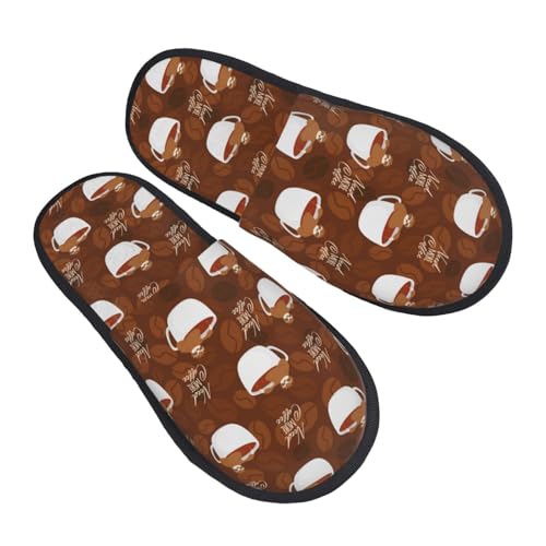 Cute Sloths Bear Relaxing In Coffee Cup Print Women Slippers Home Furry Shoes Keep Men Couples Shoes Warm For Women-2