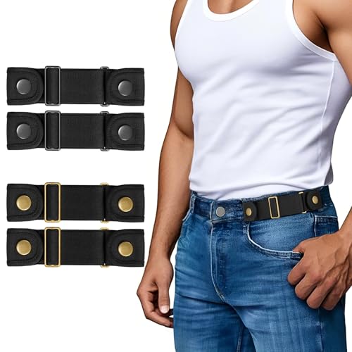 Image of SANSTHS No Buckle Belts for Men Women, Stretch Elastic No Buckle Belt Invisible Buckleless Belt for Jeans
