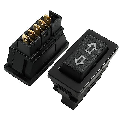 Unlorspy 2Pcs 5 Pin Car Power Window Switch 12V 20A 5 Pin Momentary DPDT Rocker Window Lift Switch (Built-in Blue Indicator Light)