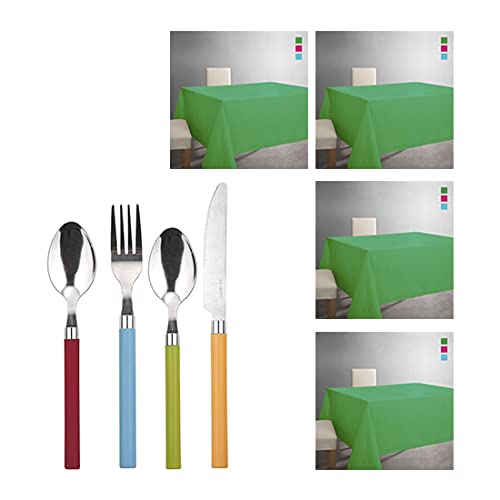 Renberg 212479 Set De Cubertería De 24 Pizas Y 4 Manteles Individuales Desechables