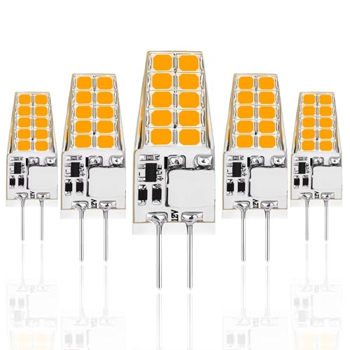 Xinwanhong G4 LED Lampe 5W, LED Birnen G4 Warmweiß 2700K, Ersatz für 50W Halogenlampen, 500LM, 12V AC/DC, LED Stifsockellampen, Kein Flackern Nicht Dimmbar, 5er Pack