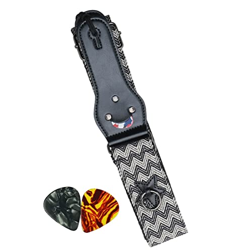 Vrttlkkfe, Sangles de guitare en coton avec poche pour médiator et extrémités en cuir pour guitare électrique et acoustique, avec 2 médiators - Les Beatles, Paul McCartney, John Lennon, RIngo Starr, George Harrison Vrttlkkfe, Sangles de guitare en coton avec poche pour médiator et extrémités en cuir pour guitare électrique et acoustique, avec 2 médiators – Image 3