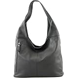 ledertasche grau gross je ein Außenfach mit Reißverschluss (ebenfalls für Ihr Smartphone geeignet) ist auf der Vorder- und Rückseite der Tasche angebracht | Innenmaterial aus Stoff | Metallteile silberfarben | Nähte in Taschenfarbe