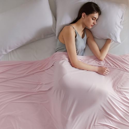 Bedsure Pink Cooling Blanket King Size for Hot Sleepers - Summer Cold Blanket for King Size Bed with Rayon Derived from Bamboo, Ice Cool Cold Arc-Chill Thin Summer Bedding Essentials, 108x90