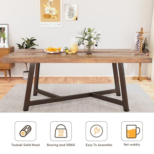 72" Solid Wood Dining Table for 6-10 People - Image 4