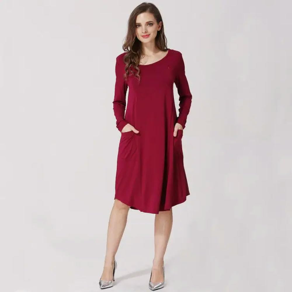 GLDFW Stillkleid, lange Ärmel, Stillen, Postpartum, lockere Schwangerschaftskleider