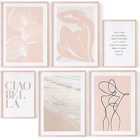 OHBIMBA - Laminas Decorativas Pared | Laminas para Cuadros Decoracion Salon Modernos | Laminas para enmarcar | Cuadros Decoracion dormitorios SIN Marcos | Tamaño 4xA3 y 2xA4 (Ciao Bella) Cover