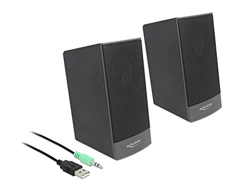 Haut-Parleur USB stéréo 2.0 DeLOCK avec prise jack 3.5 mm pour PC