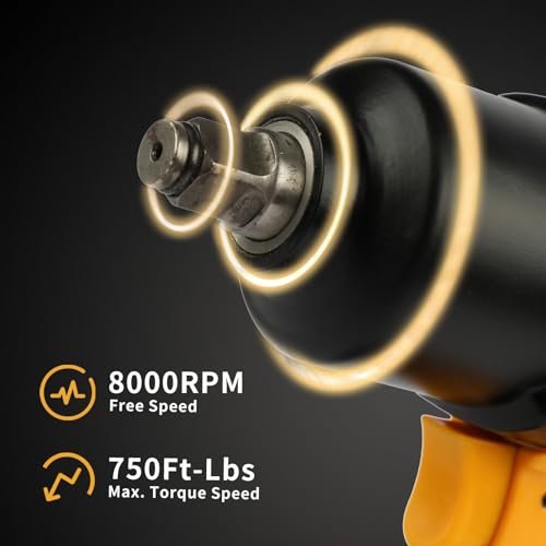 FORNAX Air Impact Wrench 1/2 Inch Drive Heavy Duty 750 ft-Lbs Max Loosening Torque Output Pneumatic Impact Wrench,8000 RPM,for Changing Tires and Auto Repair by FORNAX - Used condition - Image 2