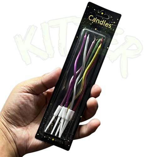 Image of KITTER Twisty Metallic Multi Colour Spiral Candles - 6 Pieces | Twisty Birthday Cake Candles | Party & Wedding Cake Decoration | Metallic Spiral Candle for Cake Decoration (Multicolor)