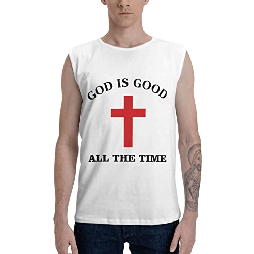 PITFS Camiseta divertida con texto en inglés "God is Good All Time" para hombre, Color, M