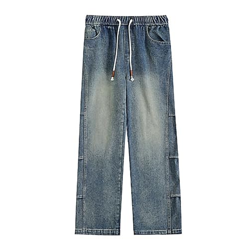 Jeans homme regular délavé grande taille imprimé rétro pour le quotidien