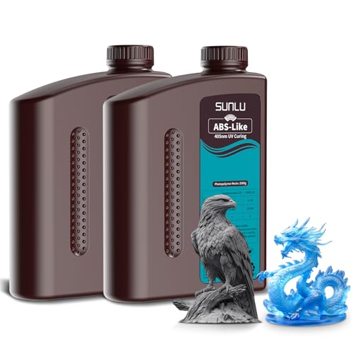Image of SUNLU 4000G ABS Like Resin, 3D Printer Resin Compatibility for LCD /DLP /SLA 3D Printers, High Toughness & High Precision & Low Shrinkage, (2Pack*2kg Dark Grey+Clear Blue,4kg in Total)