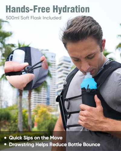 Zelvot Running Vest for Women Men, USA Original Patent, Adjustable Chest Straps Running Hydration Vest with 500ml Soft Flask, Lightweight Breathable Reflective Running Vest for Trail Running - M/L - 3