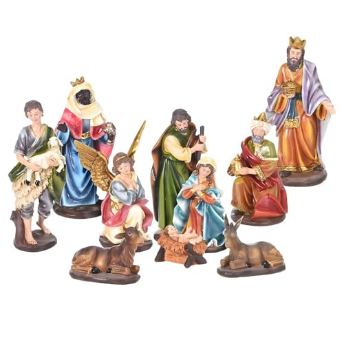 Carousel Home and Gifts Large Traditional Deluxe Christmas Nativity Set Scene With 10 Detailed Figures