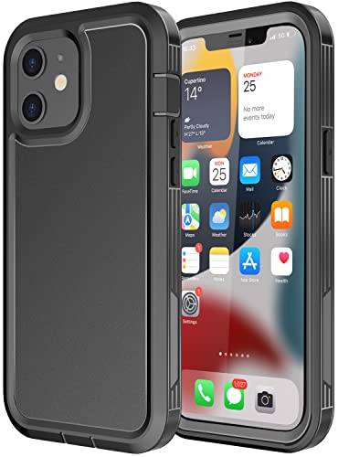 Diverbox For Iphone 12 Case/Iphone 12 Pro Case, [Shockproof] [Dropproof] [Dust-Proof] Built-In Screen Protector Protective Phone Case Cover For Apple Iphone 12/12 Pro (6.1 Inch) Black #TOP9