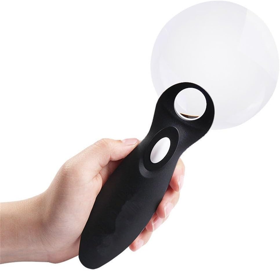JSEIAJB Lightweight Frameless Handheld Illuminated Magnifying Glass(White-Patch Five-Pointed star4)