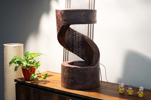Image of EXPLEASIA Spiral Table Desk-Top Indoor Fountain Water Fountain for Garden Water Fountain for Home vastu Fountain for Home Decor Waterfall (31 x 31 x 59 cm)
