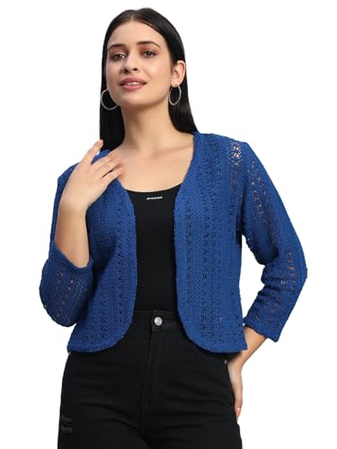 Image of NATURE CRAFT Cotton Shrug, Round neck Shrug, 3 /4 Sleeve Shrug, Shrug for Women, Shrug for Girls, Shrug, Women Shrug