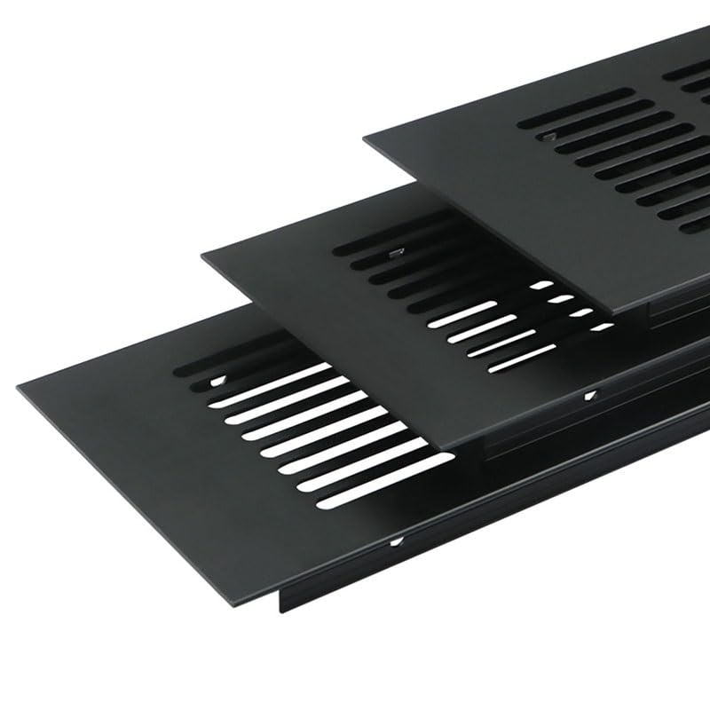 Kratki wentylacyjne, 1 szt. kwadratowa kratka wentylacyjna ze stopu aluminium, do szafek ściennych i sufitowych, z czterema śrubami (80 x 1000 mm)