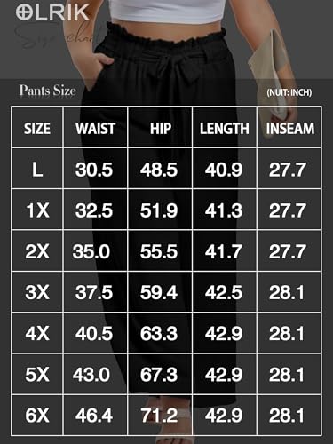 Image of OLRIK Women's Plus Size Pants Adjustable High Waisted Wide Leg Palazzo Pants Casual Trousers with Pockets Spring Clothes