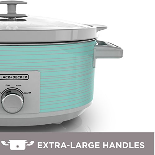 BLACK+DECKER Slow Cooker, 7 Quart (8+ Servings), Dishwasher Safe, Teal Wave, SC2007D