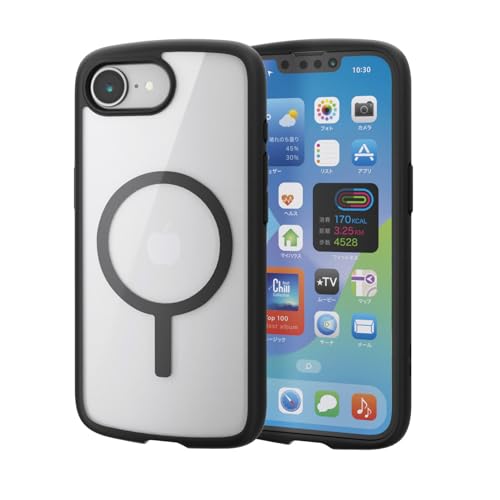 �G���R�� iPhone 16e �P�[�X �w�ʃN���A ���� �ϏՌ� �Ռ��z�� �y�� ���^ �w�ʏ����h�~ �}�O�l�b�g �����Y�ی� �X�g���b�v�z�[���t�� �V�����_�[�X�g���b�v�V�[�g�t MAGKEEP �u���b�N PM-A25STSLFCMBK