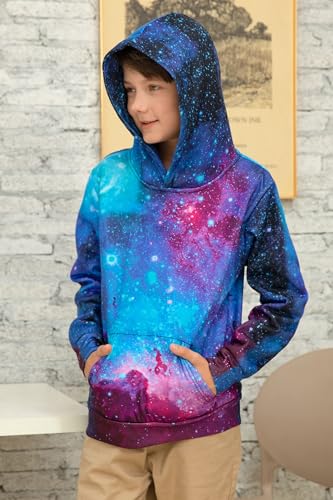 Image of Idgreatim Kids 3D Print Pullover Hoodies Warm Thick Hooded Sweatshirt with Packet for Boys Girls 5-16 Years