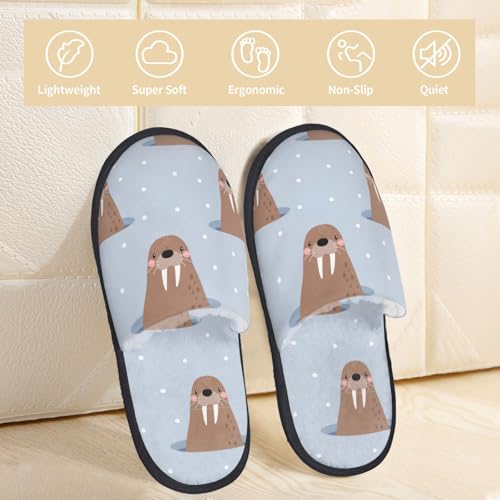 Playful Walrus Wonders Print House Slippers For Women And Men,Soft Slippers With Memory Foam,Non-Slip Indoor Home Shoes2