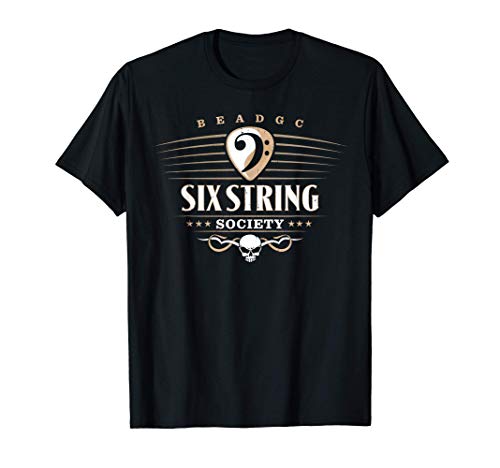Hombre Bass Six String Society para el bajo de 6 cuerdas BEADGC Camiseta