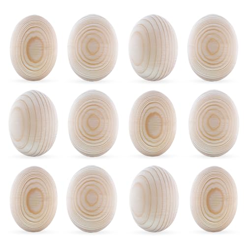 Œufs en bois à peindre 12 pcs de 6,3 cm pour loisirs créatifs
