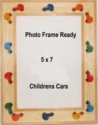 Table Top Photo Frame Wood 5x7 Childrens Decor Cars Auto Design