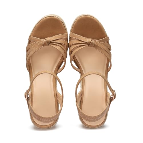 Image of VICKI.VICKI Wedges for Women Platform Sandals Wedge Heels for Sandals Comfortable Summer Espadrille Shoes Ankle Strap&Open Toe