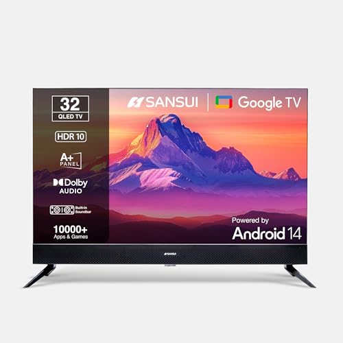 Image of SANSUI 80cm (32) Google TV with QLED Display, HDR10, Dolby Audio, Built-in Soundbar, Filmmaker Mode, 60Hz Refresh Rate JSS32GSQLED (Black)