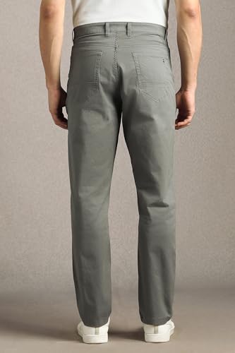 Image of Louis Philippe Men's Slim Fit 5 Pocket Made of Stretch Fabric Solid Casual Trouser