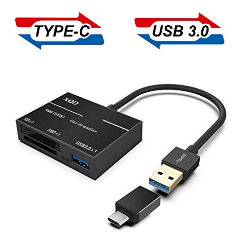 XQD/SD Card Reader Adapter, USB 3.0 and Type-C Interface Portable Flash Memory Card