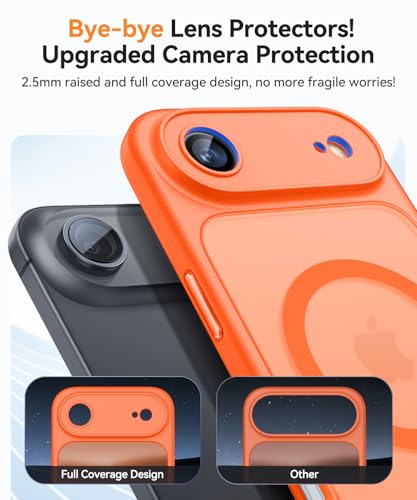 Image of CANSHN Magnetic Compatible with iPhone Air Case(6.5 Inch), Upgraded [Full Camera Protection] [Compatible with Magsafe] [Translucent Matte] Shockproof Phone Cover for iPhone 17 Air Case,Orange