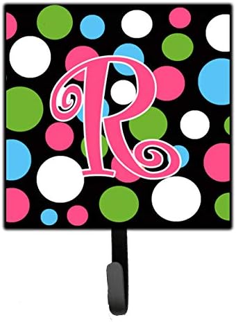 Caroline's Treasures CJ1038-RSH4 Letter R Initial Monogram - Polkadots and Pink Leash or Key Holder, Wall Hooks, Key Hooks Holder, Coat Rack Wall Mount, Coat Hooks, Hooks for Hanging Keys, Towels, Apr image 2