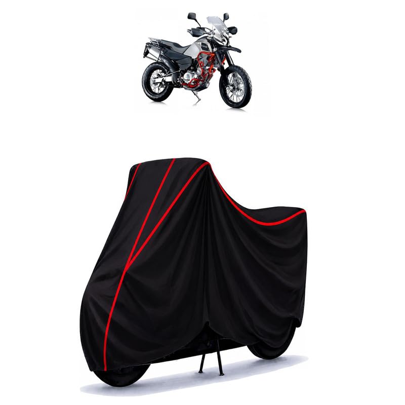 Image of SWM Superdual 650 T Water Resistant Bike Cover for All Motorcycles & Rain | Heavy Duty Taffeta Fabric | UV Protection, Dustproof, Scratchproof | All Weather Two Wheeler Body Cover with Elastic Bottom