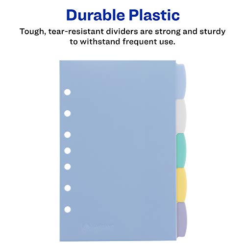 Avery Write & Erase Durable Plastic Mini Dividers for 3 Ring Binders and 7-Ring Binders, 5.5" x 8.5", 5-Tab Set, Multicolor, 1 Set (16180) 4 41 OnCTTqAL