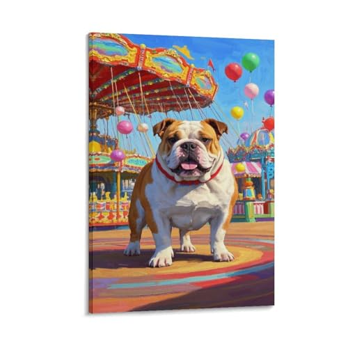 Tableau Mural Bouledogue Toile Décor Haut De Gamme Salon Élégance