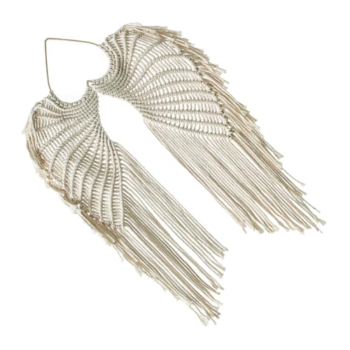 Pendentif fait main en macramé beige suspension murale aile