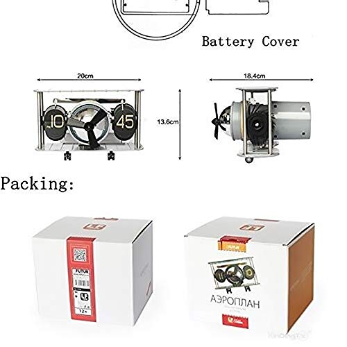Raxinbang Wall Clock Retro Airplane Propeller Propeller Airplane Retro Automatic Balance Flip Clock Table Table Internal Gear Operation Clock #TOP2