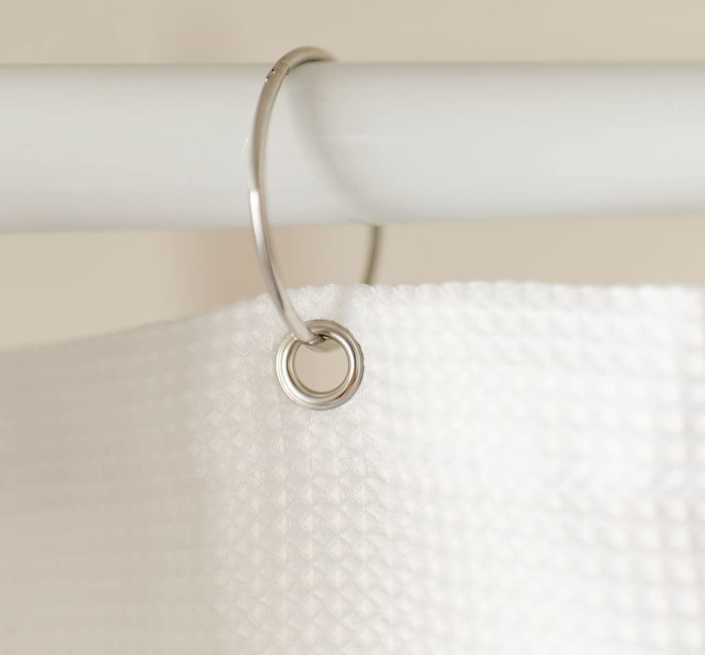 Cortina de ducha de tela de poliéster resistente de 230 g/m², tamaño estándar, diseño de rayas azules