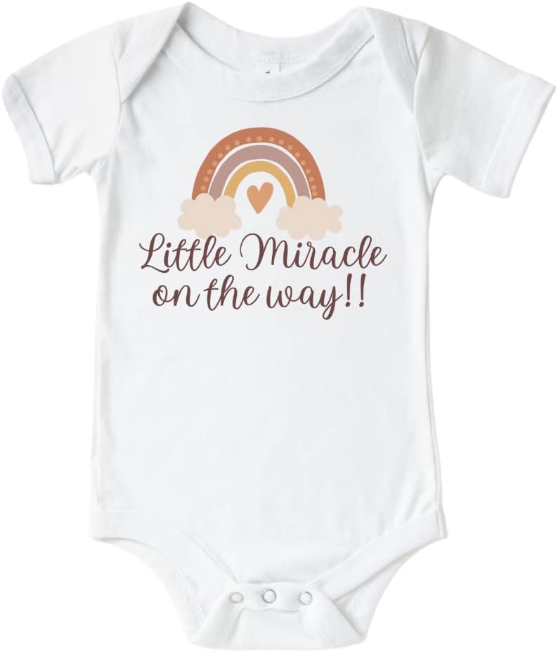 Little Miracle On The way Rainbow Baby Announcement Onesie, IVF Pregnancy Reveal, Infertility Onesies, Miracle Baby, Surprise Pregnancy Announcement Gifts Grandparents, Husband, Family.
