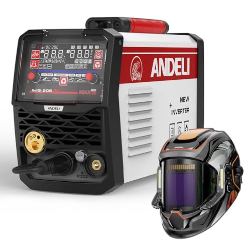 Image of ANDELI 205A MIG Welder, 110V/220V Dual Voltage Multi-process Aluminum Welding Machine, Gas MIG/Flux Core MIG/Spool Gun MIG/Lift TIG/Stick 6-In-1 MIG Welding Machine MIG-205PRO MAX With MONER LED