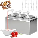 Kensbro Dispensador de salsas, dispensador de salsa, bomba dispensadora de salsa, 3 cabezales, 4 L, acero inoxidable, dispensador de salsa de tomate, dispensador de mostaza, dispensador para ketchup